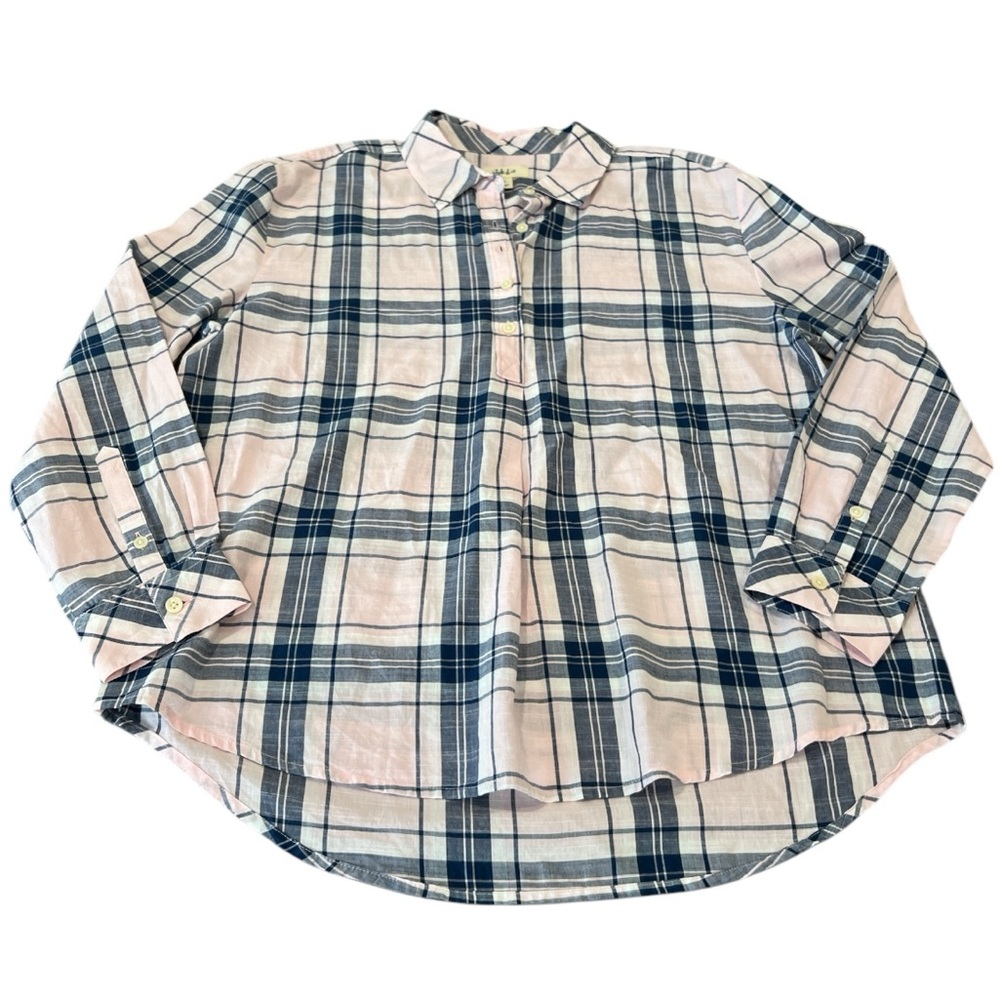 Style & Co Womens Blouse, EUC, Size-L, Color-pink/blue/white